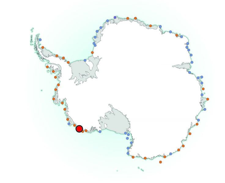 Map of Antarctica showing emperor penguin colonies