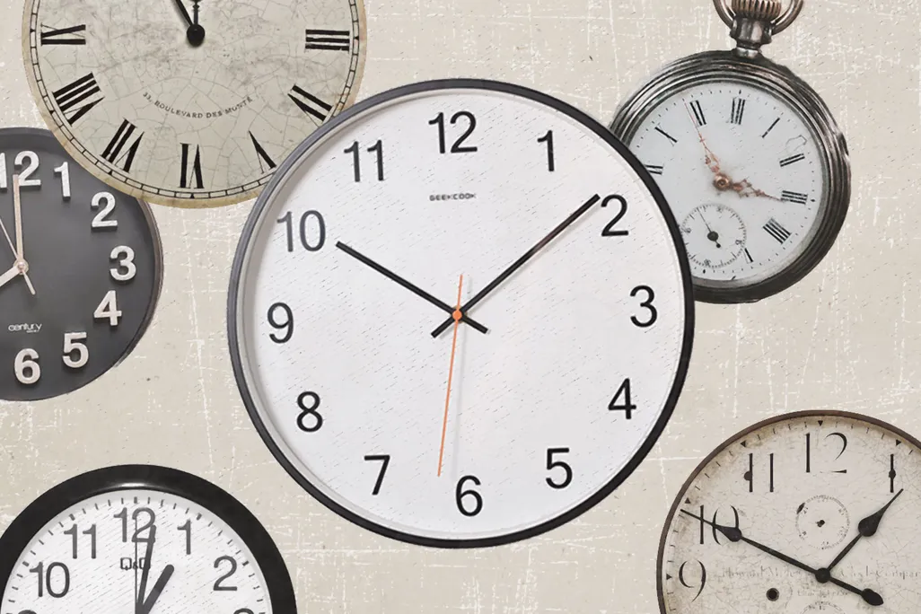 Illustration of clocks on a neutral background