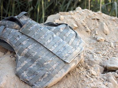 A U.S. government-issue IBA (Interceptor Body Armor) bulletproof vest used by U.S. Forces in Iraq