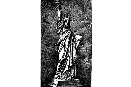 The original design patent for the Statue of Liberty included this image, which isn't the final picture of what it would look like, but shows how far Bartholdi's image was developed by the time he applied for the patent. 