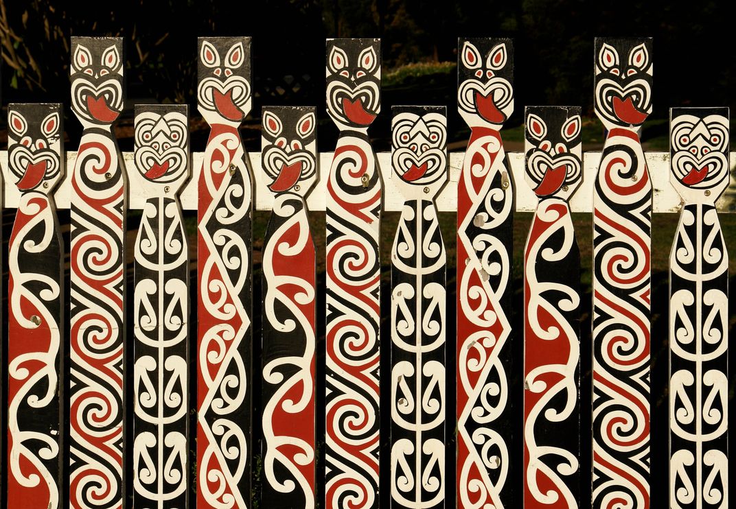 Fence with traditional Maori design