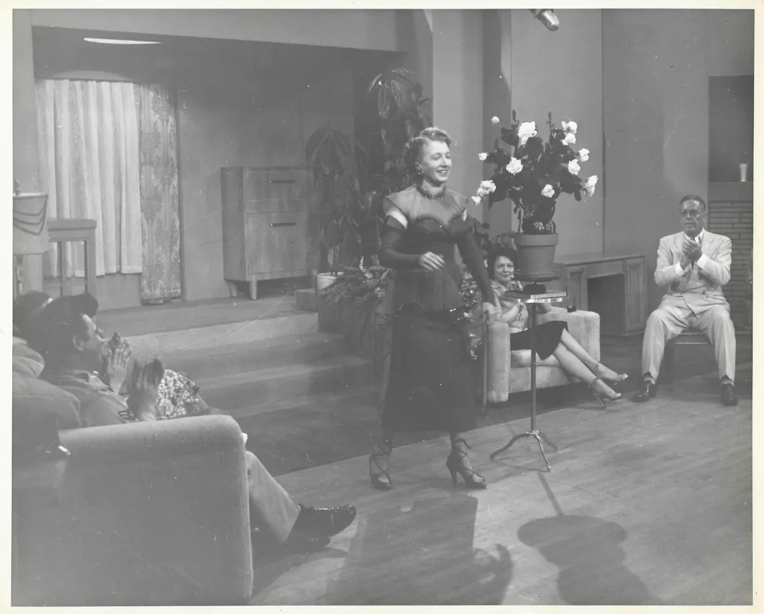 O'Dell performing on the set of her show