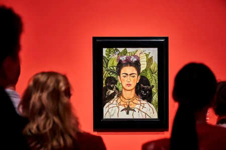 An installation view of the "Fantastic Women: Surreal Worlds From Meret Oppenheim to Frida Kahlo" exhibition