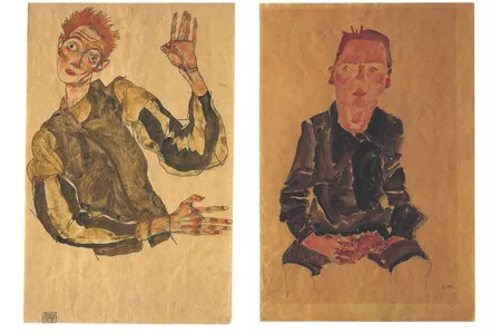 Two watercolors by Egon Schiele, "Self-Portrait With Red Hair And Striped Oversleeves" and “Seated Boy With Folded Hands,” are being returned to the family of their original owner.