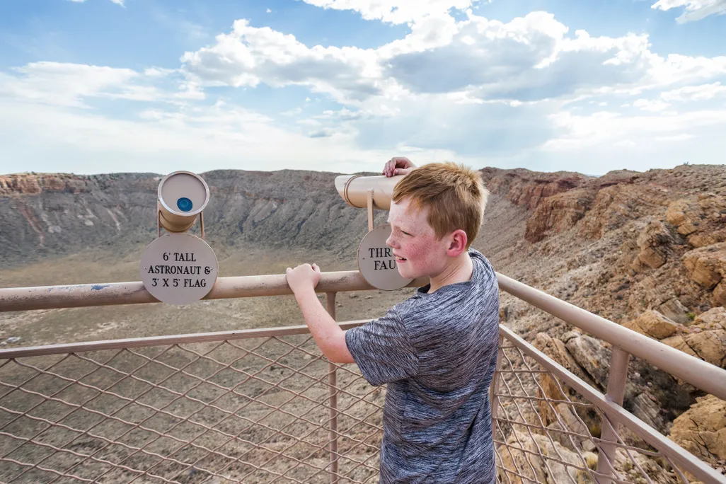 An observation point at Meteor Crater in Arizona
