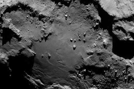 A close up of the comet 67P/Churyumov-Gerasimenko taken from just 80 miles up. 