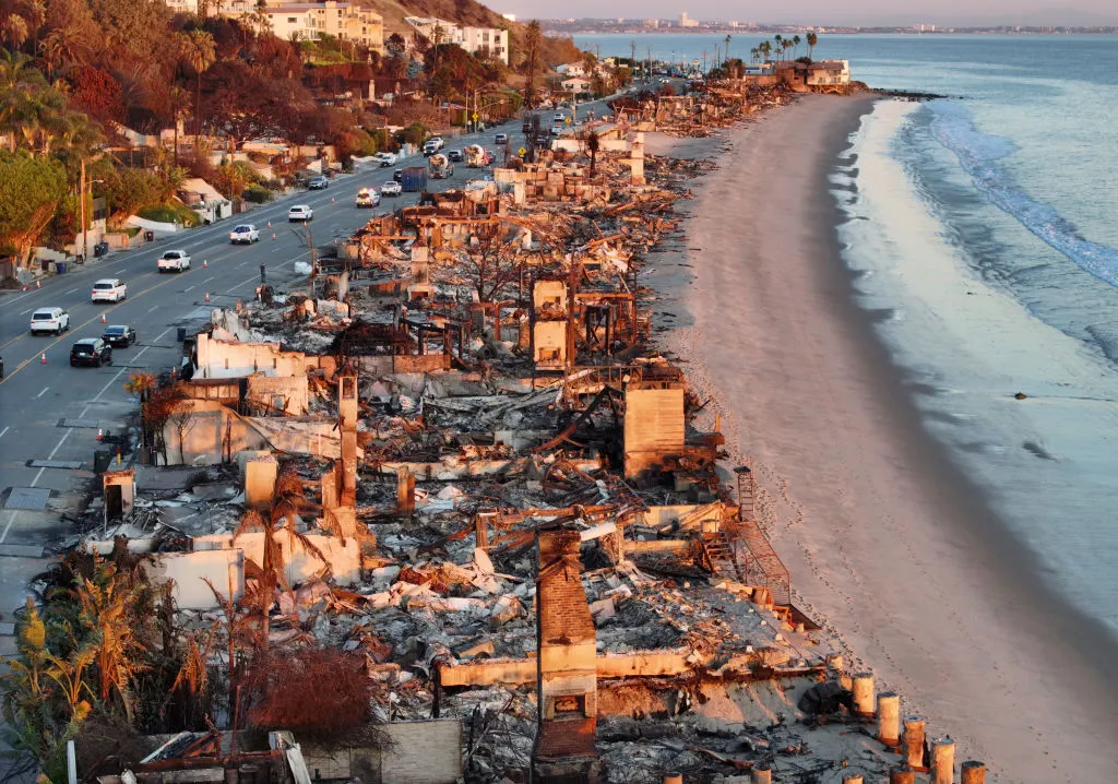 wildfire damage in Malibu