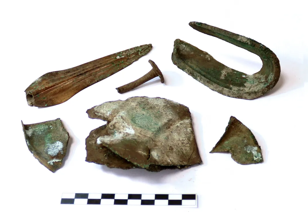 Artifacts against white backdrop