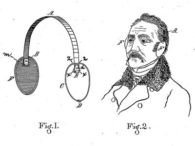 These two diagrams appear in Chester Greenwood's patent for hinged earmuffs.