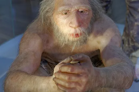 A reconstruction of a Neanderthal man in the Natural History Museum, Vienna. A new study suggests Neanderthals could not adapt to a period of increased radiation as well as early modern humans did.
