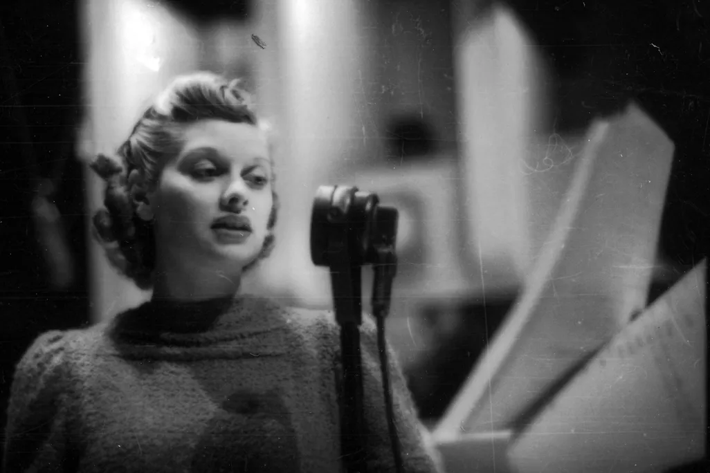 American actress Lucille Ball (1911 - 1989) appears on radio programme "The Phil Baker Show" in 1938