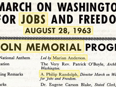 The original lineup for speakers at the Lincoln Memorial for the March on Washington. (Text by Megan Gambino.)