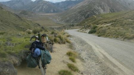 The author's bicycle patiently poses in a land of "beauty, heartbreak and challenge" in the Molesworth wilderness.
