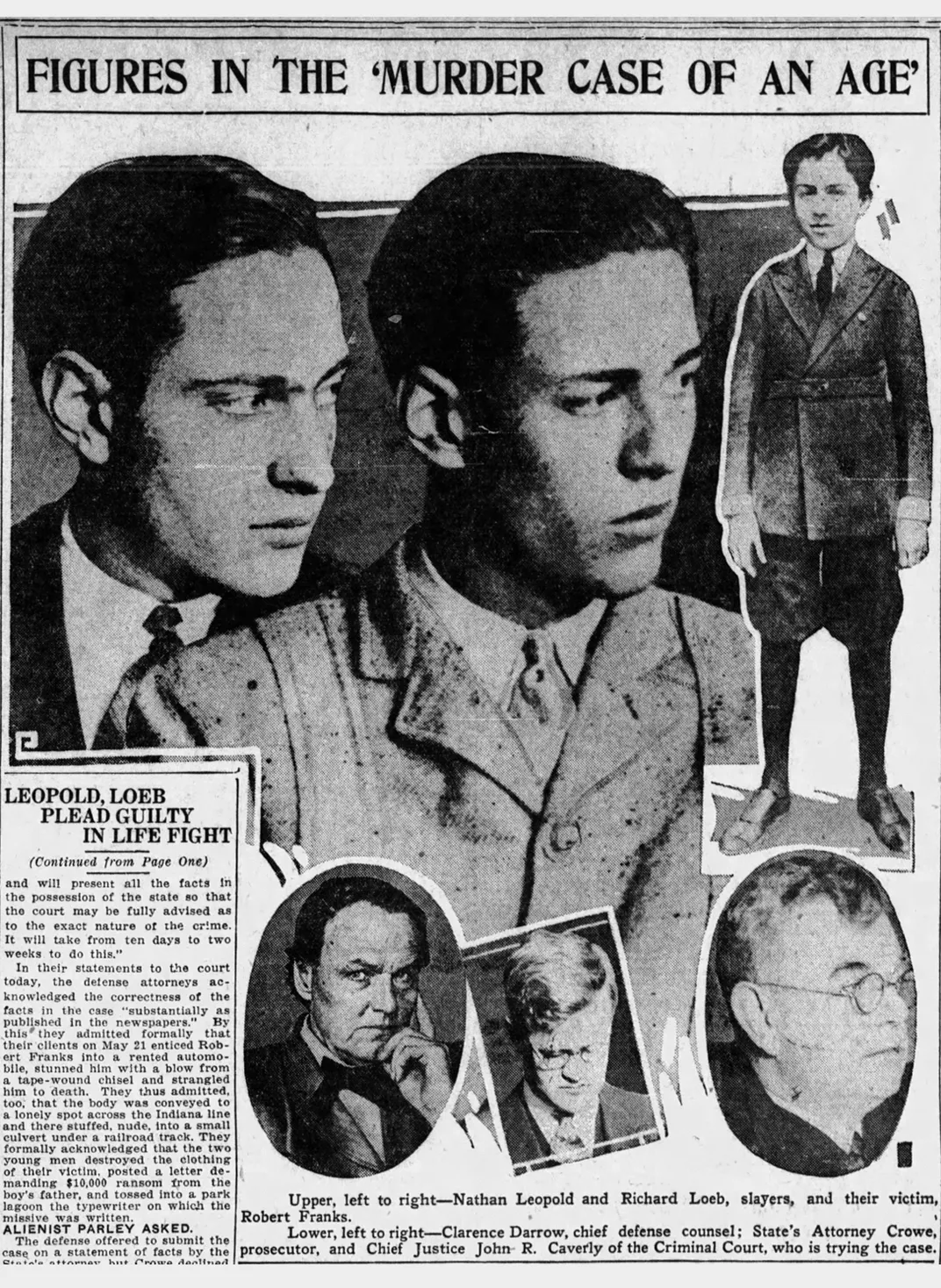A newspaper article about the key figures in the Franks case