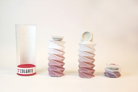 An Arizona State University student's toothpaste tube prototype forces every last bit to come out by folding down like an accordion. 