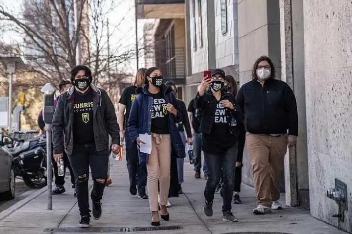 students marching for climate