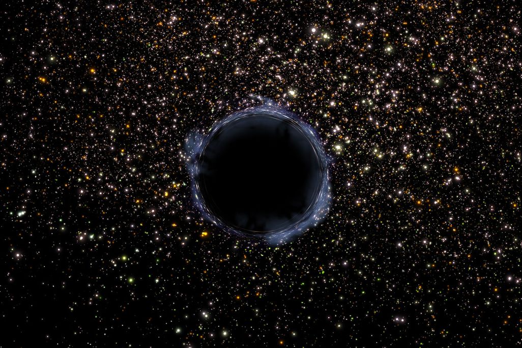 An image of an isolated black hole lensing stars in space