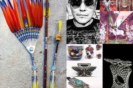 Monty Claw with a section of his jewelry works.