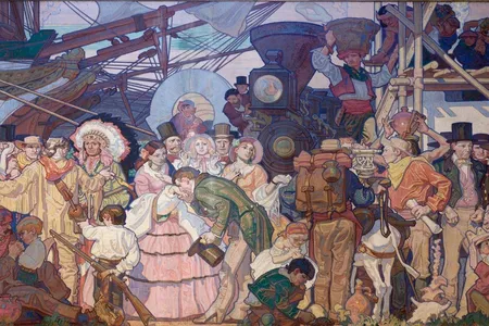 Americanization, a mural by Dean Cornwell. 
