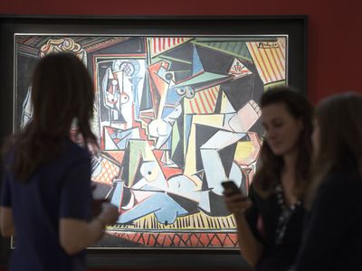 "Women of Algiers (Version O)" by Pablo Picasso before it went on sale at Christie's auction house in New York City