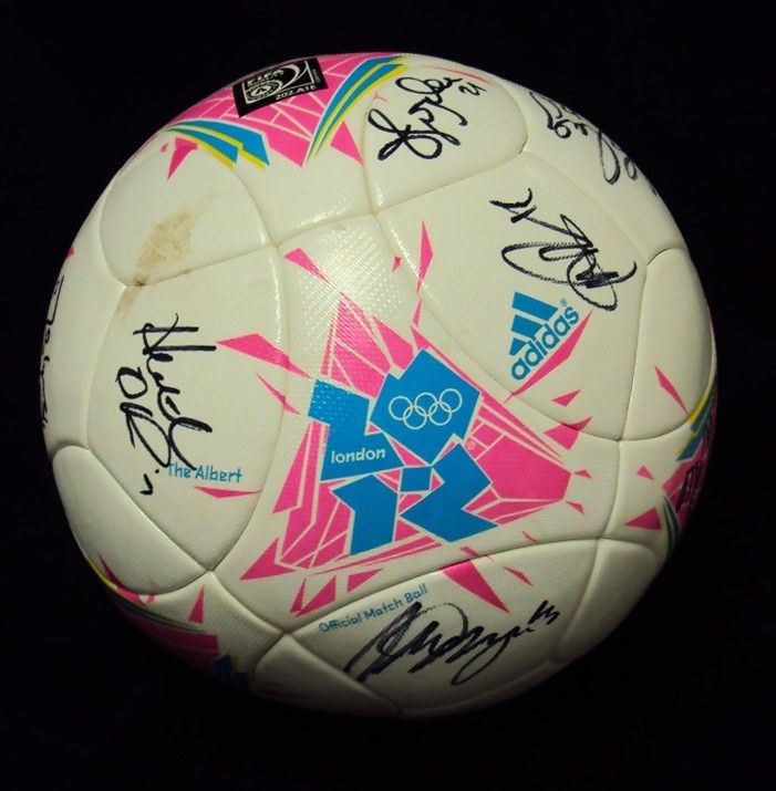 Adidas soccer ball autographed by the gold medal Women's National Soccer team from the 2012 Olympics.