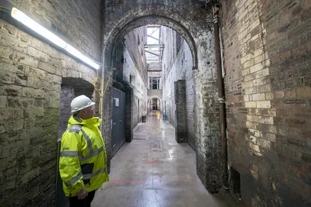 The interior of the Glasgow School of Art&rsquo;s Mackintosh building, which was significantly damaged by fire in 2018. This photo is from 2023.