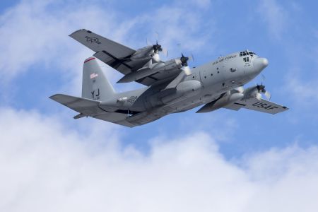 A C-130 Hercules assigned to the 36th Airlift Squadron prepares to perform a low-altitude airdrop at Yokota Air Base, Japan, Jan. 20, 2016.