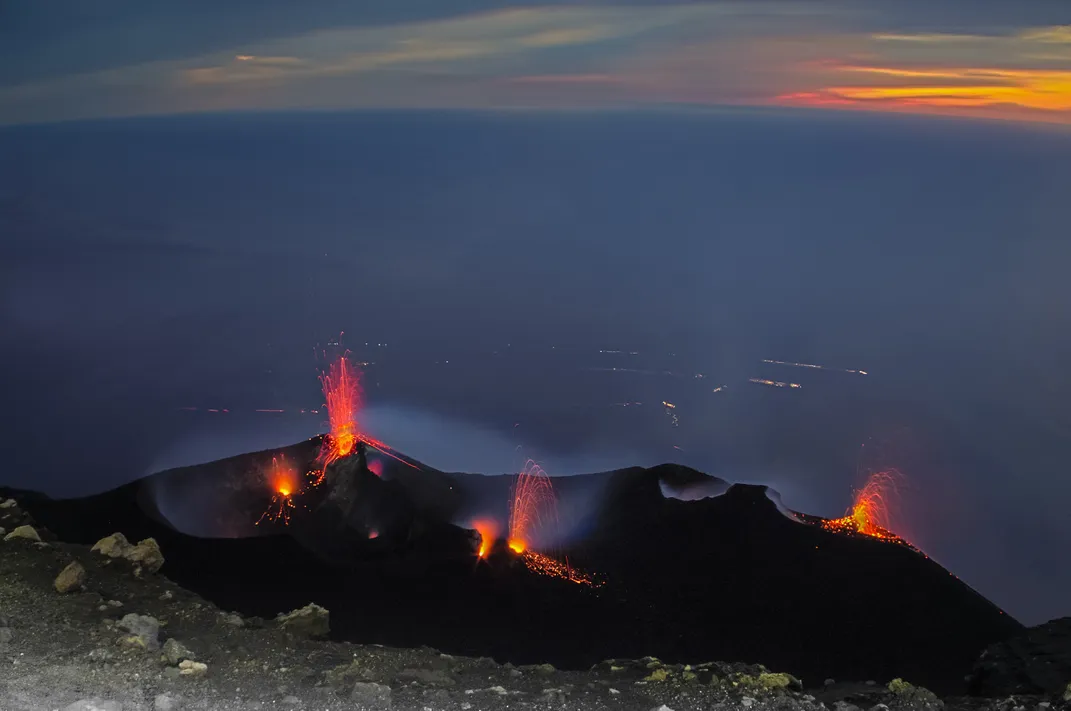 Volcanic eruptions on the island of Stromboli
