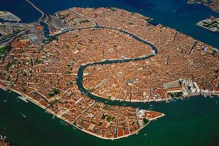 An aerial view of the city&#39;s canal system taken in 2012