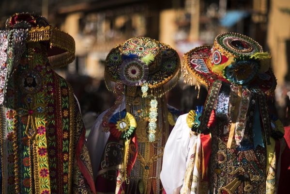 Peruvian dancers in Ollantaytambo Sacred Valley Cusco thumbnail