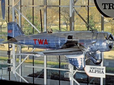 Introduced in 1930, the all-metal Northrop Alpha could carry six passengers in a comfortable cabin, but the pilot remained exposed to the elements.