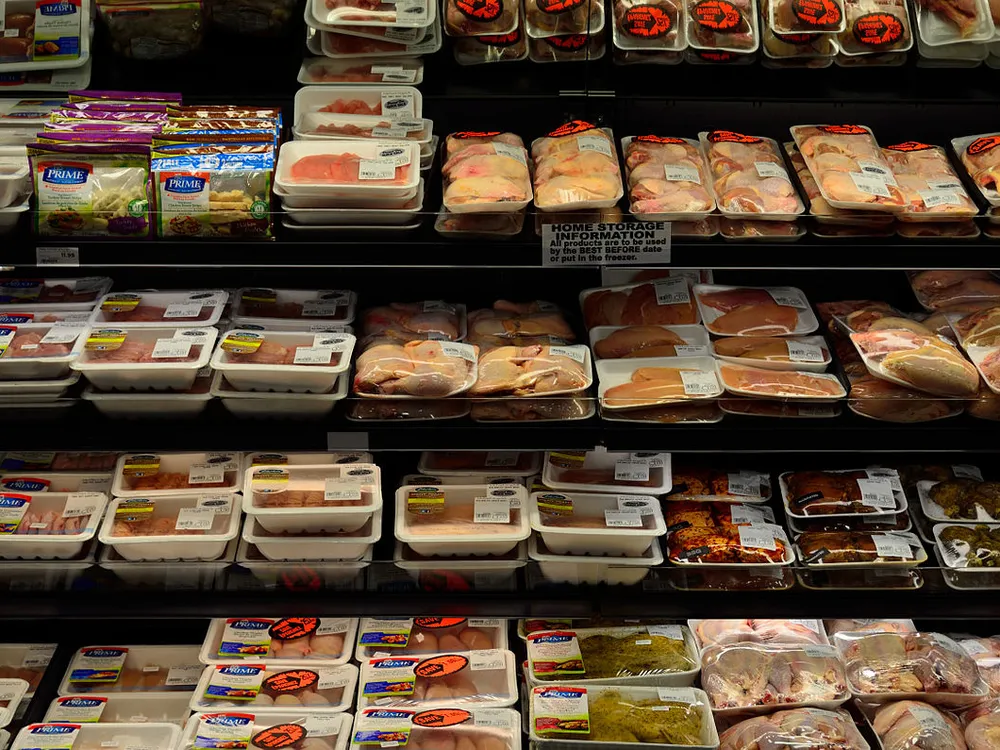 Fresh meat in a supermarket in North America