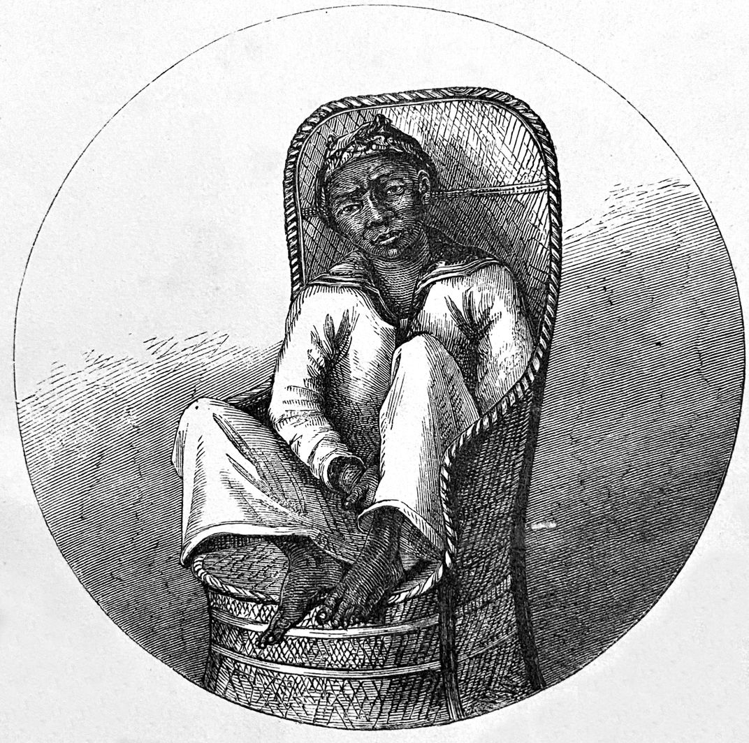 A drawing of Jack Andaman, based on an 1858 photograph by Oscar Mallitte