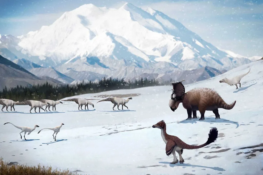 Dinosaurs In Snow