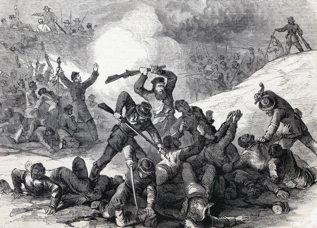 An illustration of the Battle of Fort Pillow