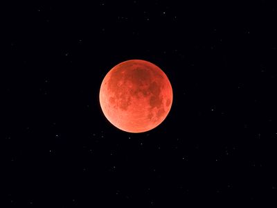 Total lunar eclipse photographed near Calgary, Alberta, Canada, in 2007.