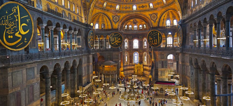  The expansive interior of the Hagia Sophia in Istanbul. 