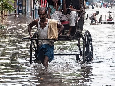 Flooded streets in Kolkata following heavy June rains Elsewhere in the country, flooding from the monsoon was much more extensive.