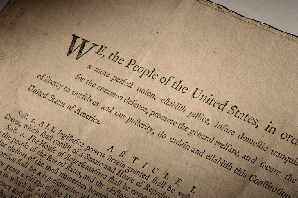 Close-up view of the Constitution copy