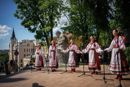 Despite the Russian invasion, traditional Ukrainian folk singers performed as part of the celebrations for Kyiv Day &nbsp;on May 28, 2022.