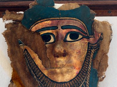 This gilded mummy mask was recently discovered in a burial chamber in Saqqara, Egypt. Archaeologists called the find a "sensation."