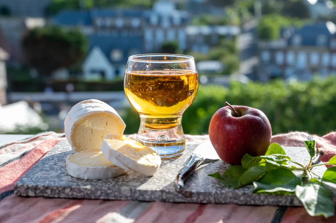 Calvados and camembert, traditional of Normandy
