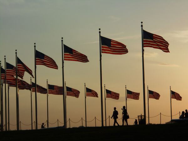 Flags at sunset. thumbnail