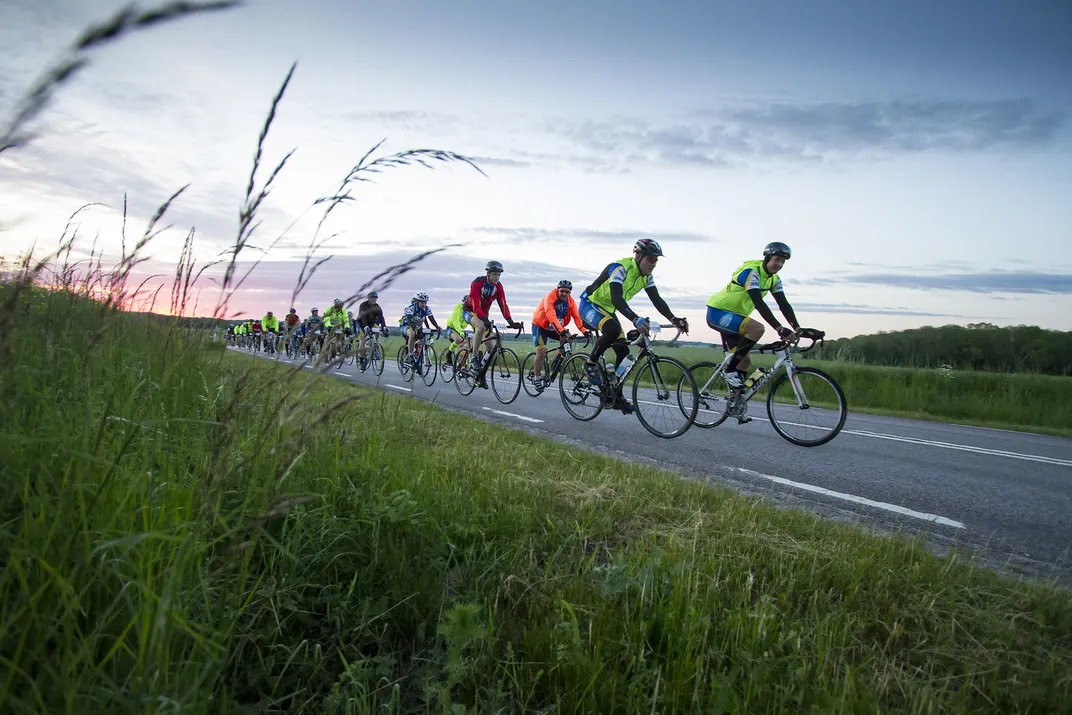 Cyclists riding the Vätternrundan in Sweden