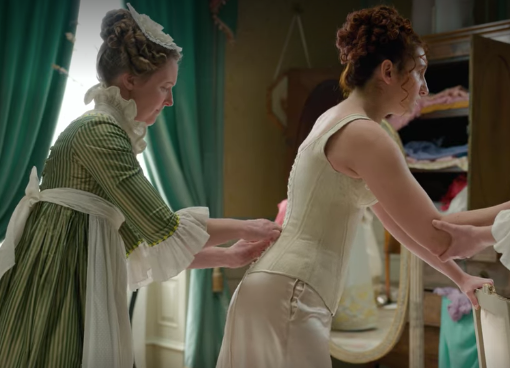 Corset scene in 'Bridgerton'