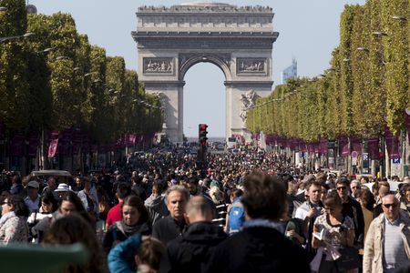 People flocked to the streets during Paris' car-free day.