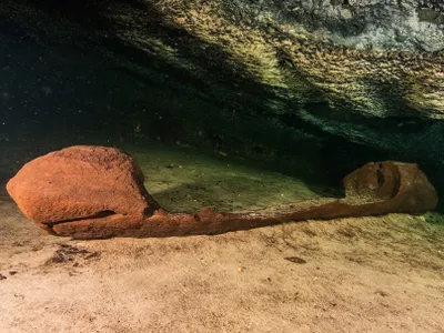 The canoe was discovered in an underwater cave in 2021.