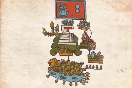 This Aztec pictogram depicts warriors drowning as a temple burns in the background. New research links the scene to a 1507 earthquake.