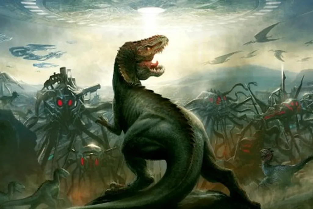 The cover art for Dinosaurs Vs. Aliens
