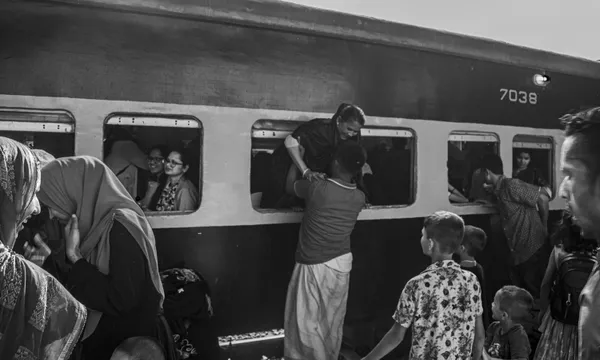 This scene of reterning work after celebrating eid festival well known in bangladesh. thumbnail